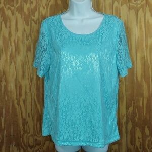 Elegant Lace Women Top - Aqua